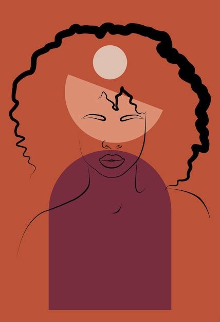 Retrato Abstrato De Uma Mulher Africana Em Estilo Minimalista Vetor