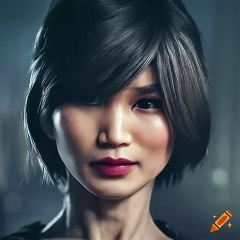 Gemma Chan With Short Hair As Ada Wong In A Resident Evil Movie On Craiyon