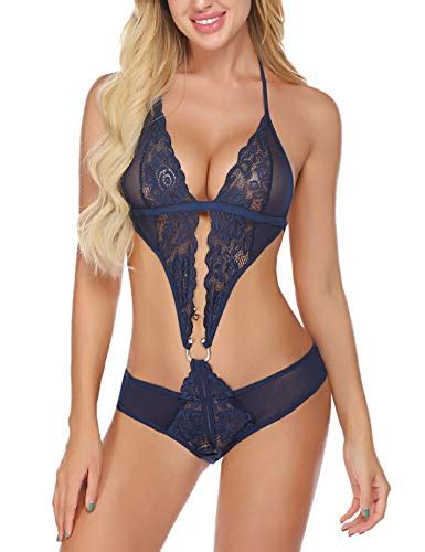 Avidlove Women One Piece Lingerie Lace Bodysuit Deep V Teddy Mini