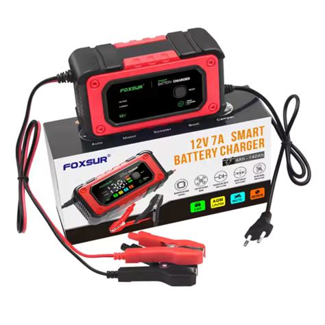 Cargador Inteligente De Bateria FOXSUR 12V 7A Agm Acido LifePO4