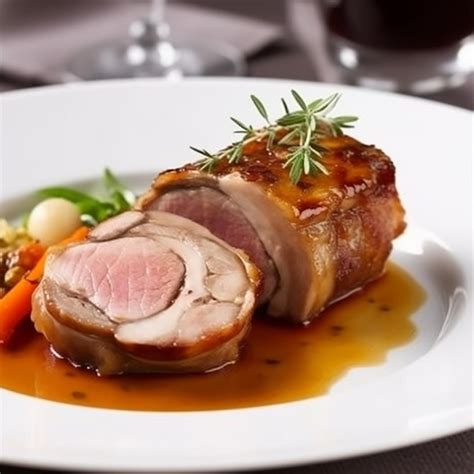 Un Plato De Comida Con Un Trozo De Carne Y Una Copa De Vino Al Lado