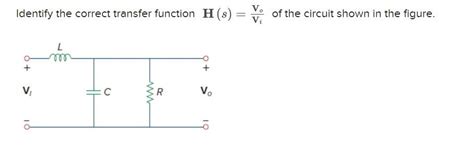 Solved V Identify The Correct Transfer Function H S Of Chegg