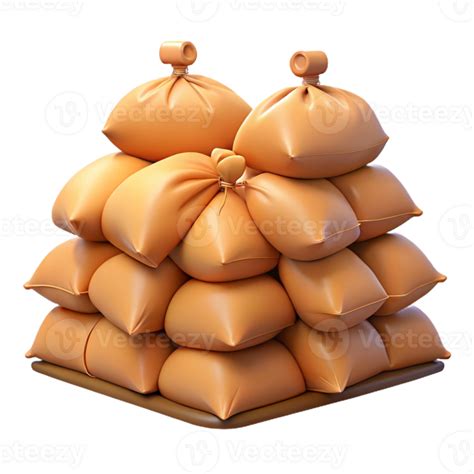 3d Render Stack Of Sandbags Illustration 54130350 Png