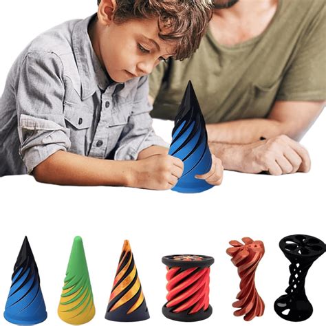 Impossible Pyramid Penetration Sculpture Penetration Pyramid Fidget Toy 3d Printed Spiral Cone