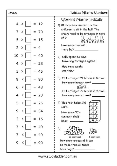 2x 10x Tables Missing Number Studyladder Interactive Learning Games