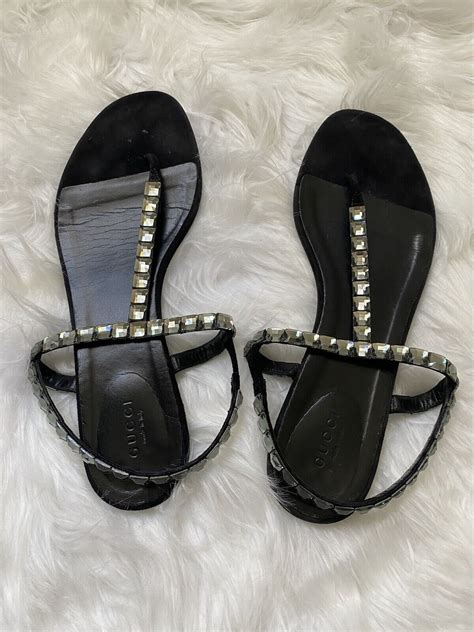 Gucci Mallory Crystal Flat Thong Sandals Euro 40 Gem