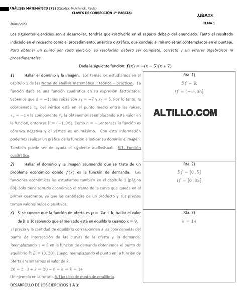 1º Parcial E Análisis Matemático para Cs Económicas 2023 UBA XXI