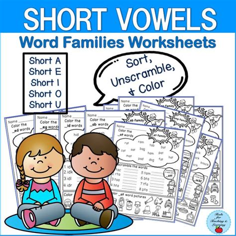 Short Vowels Word Families Worksheets Etsy