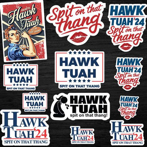 Hawk Tuah Spit On That Thang Viral Sticker Pack 12 Die Cut Hawk Tuah