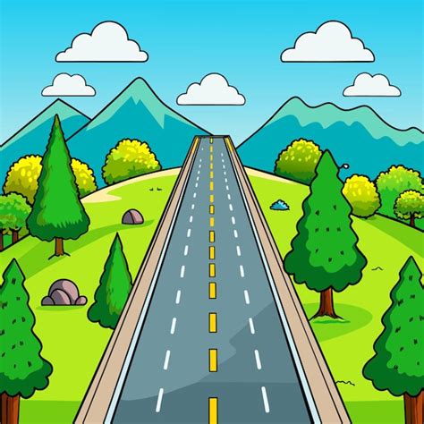 Dibujos animados de ilustración vectorial de carreteras Vector