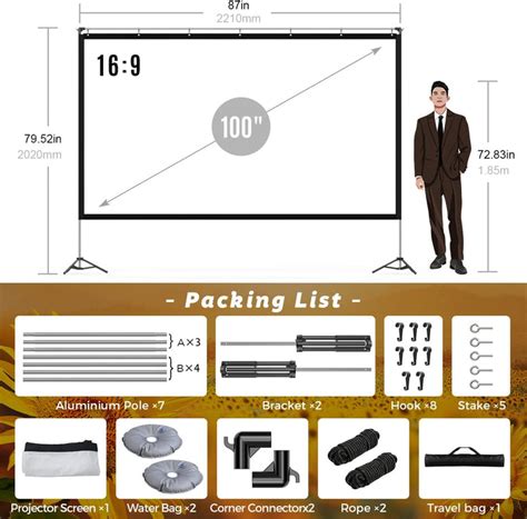 100 Inch Projector Screen Dimensions