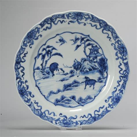 Plato Azul Y Blanco Porcelana China Siglo Xviii Catawiki