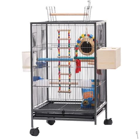 Cages Oiseaux X X Cm Cage M Tallique Avec Support Roulant