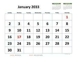 Printable 2033 Calendar | WikiDates.org