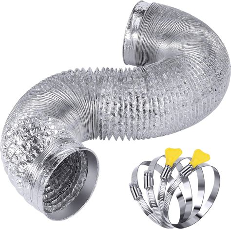 Steelsoft Heavy Duty Dryer Vent Duct Hose 4 Inch 8 Feet Extra Thick Aluminum Foil Flexible