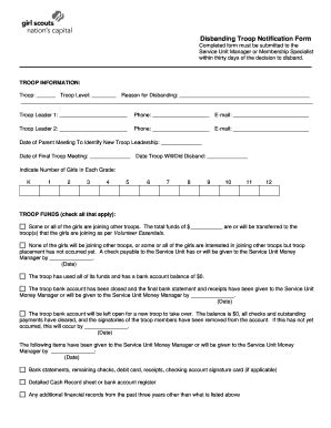 Fillable Online Gscnc Disbanding Troop Procedures And Notification Form