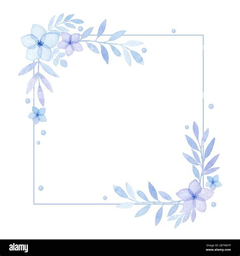 Descargar Esta Imagen Marco Floral Acuarela De Flores Azules Tarjeta