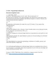 16 Docx CS 1101 Programming Fundamentals Discussion Assignment Unit