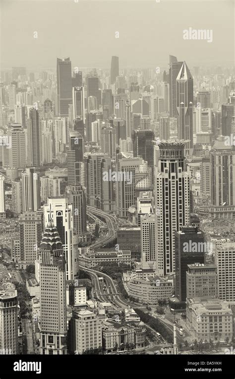 Shanghai Skyline Black And White High Resolution Stock Photography and ...