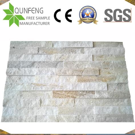 15 60cm Beige Veneer Wall Cladding Quartzite Split Face Culture Stone