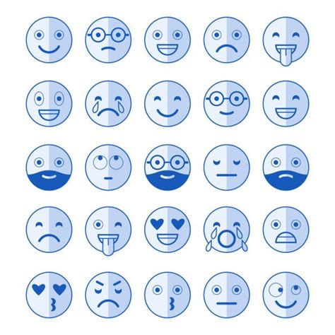 Set Of Smiley Icons Different Emotions Vector Image By Lilipom