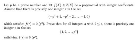 Solved Let P Be A Prime Number And Let F X E Z[x] Be A