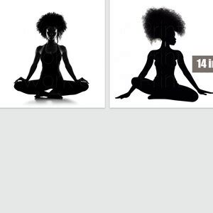 Afro Yoga Silhouette Bundle PNG, Black Woman Silhouette, African ...