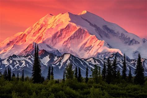 Premium AI Image A Mountain With A Snow Covered Peak In The Background