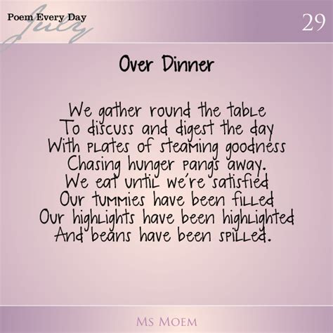 Over Dinner Daily Poem Project Day 29 Ms Moem Poems Life Etc