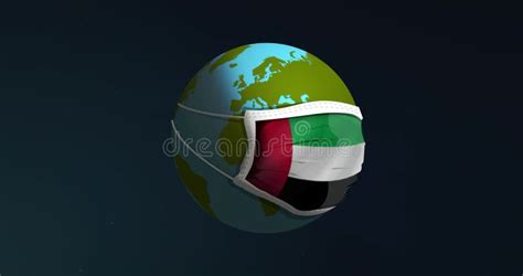 Earth Globe Breathing While Wearing In Medical Face Mask With Flag Of