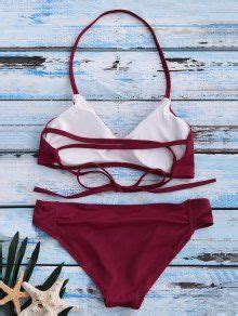 OFF Strappy Bikini Set In RED ZAFUL