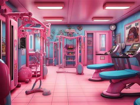 Premium AI Image | A pink gym with a pink gym and a pink gym with a ...