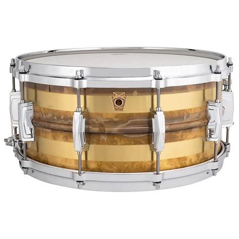 Ludwig Lb464rs Supraphonic Raw Striped Brass Snare Drum Reverb