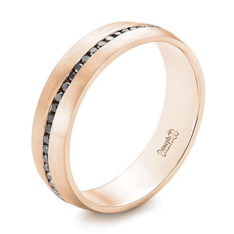 K Rose Gold Custom Black Diamond Men S Wedding Band Seattle