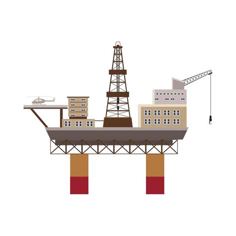 Oil Rig At Sea Icon Cartoon Style Vector Art At Vecteezy