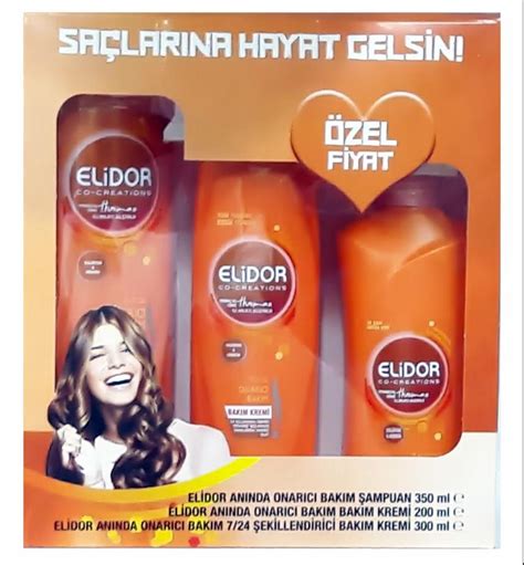 Elidor Anında Onarıcı Bakım Set 300ml 7 24 350 ml Şampuan Saç Kremi