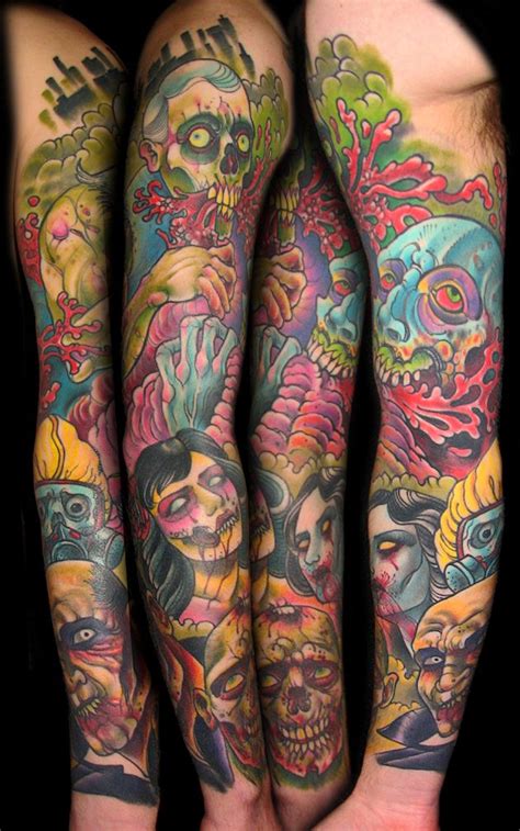 Zombie Sleeve Tattoo by Dusty Neal at Black Anvil Tattoo in Fort Wayne ...