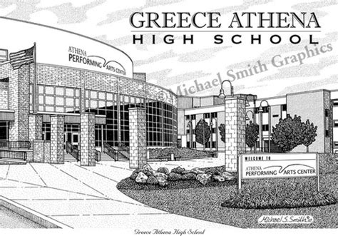 Greece Athena High School wall art print by Michael Smith Graphics