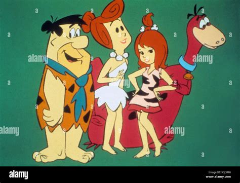 THE FLINTSTONES FRED FLINTSTONE, WILMA FLINTSTONE, PEBBLES Stock Photo ...