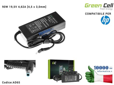 AD65 Alimentatore Green Cell 90W 19 5V 4 62A 4 5x3 0mm Compatibil