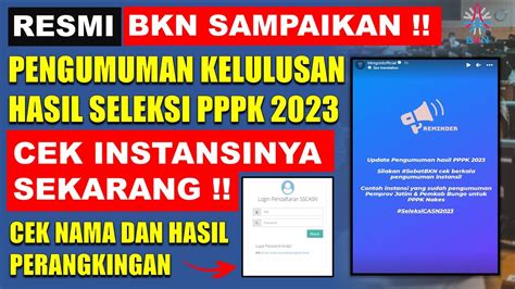 🔴resmi Bkn Pengumuman Kelulusan Pppk 2023 Cek Nama Dan Instansinya