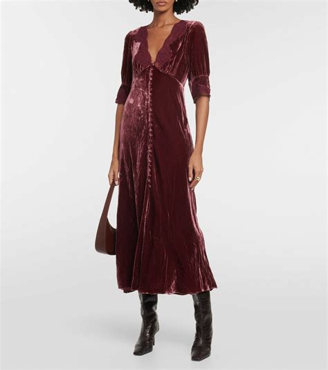 Rixo Lace Trimmed Velvet Maxi Dress Rixo