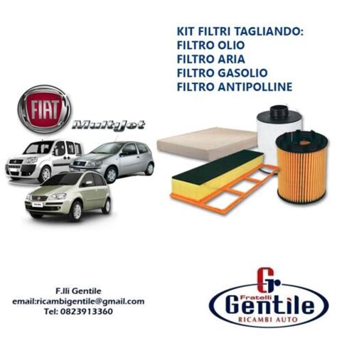 KIT 4 FILTRI TAGLIANDO FIAT PUNTO 188 1 3 MULTIJET FILTRO GASOLIO