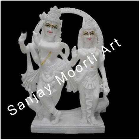 Eco Friendly Handmade Pure White Marble Radha Krishna Statue At Best