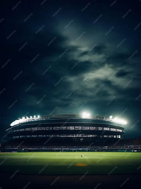 Premium Photo | Cricket stadium at night Background