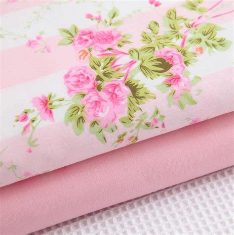 100 Cotton Shabby Chic Floral Flower Rose Pink Check Fabric By The