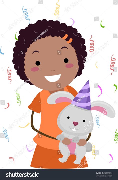 Illustration Girl Celebrating Birthday Her Pet เวกเตอร์สต็อก ปลอดค่า