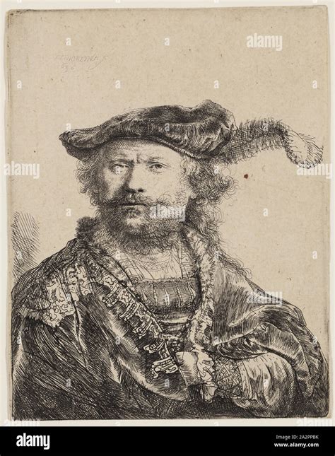 Rembrandt Harmensz Van Rijn Dutch 1606 1669 Self Portrait In A Velvet Cap With Plume 1638