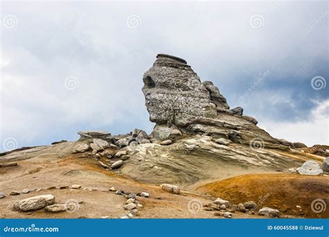 The Sphinx Geomorphologic Rocky Structures In Bucegi Mountains Stock