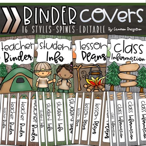 Use These Cute Camping Themed Editable Binder Covers And Spines To Help